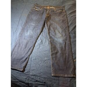 Lucky Brand 363 Vintage Straight Jeans Mens 38x32 Blue Dark Wash Whisker Stretch